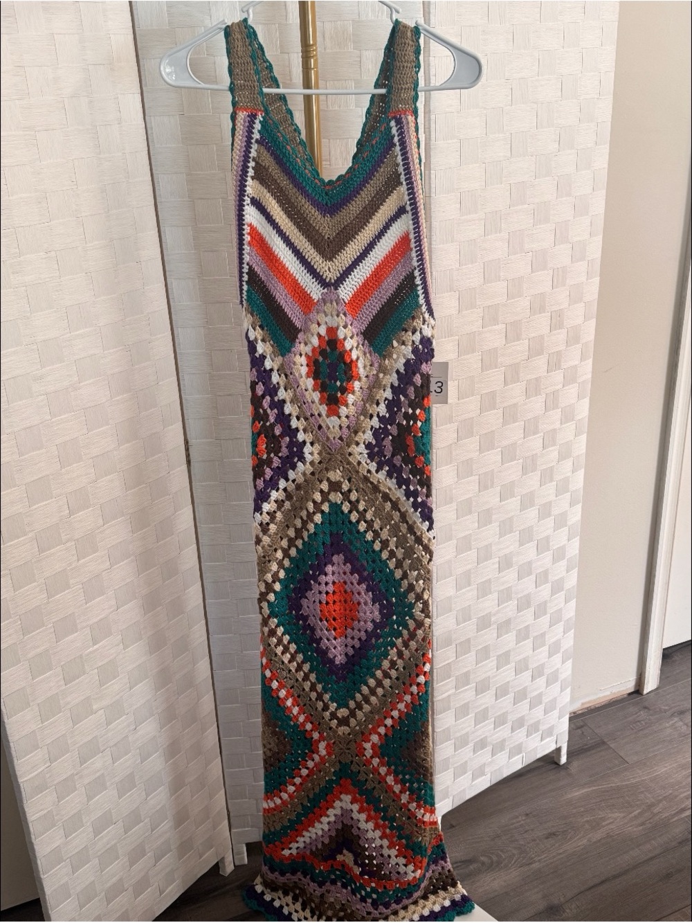Bohemian Crochet Maxi Dress Multicolor